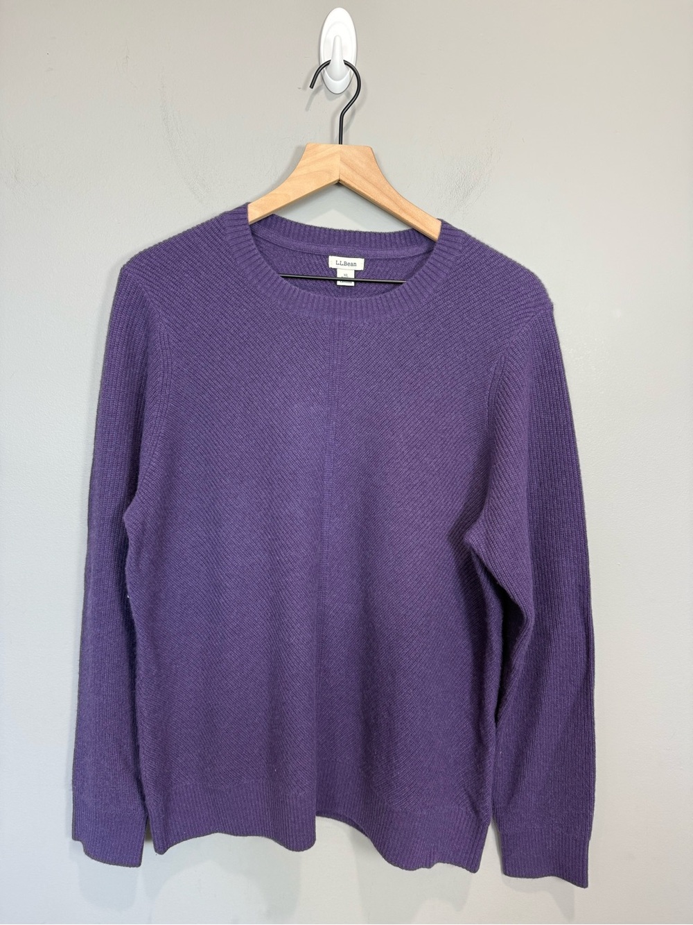 L.L.Bean Classic Cashmere Crewneck Sweater Purple XL 100% Cashmere